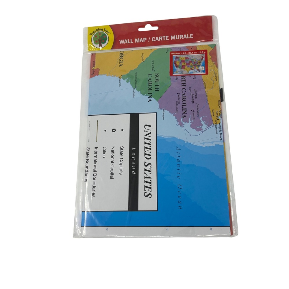 Teaching Tree United States Wall Map 39.4 x 27.5 Educational Geography Poster